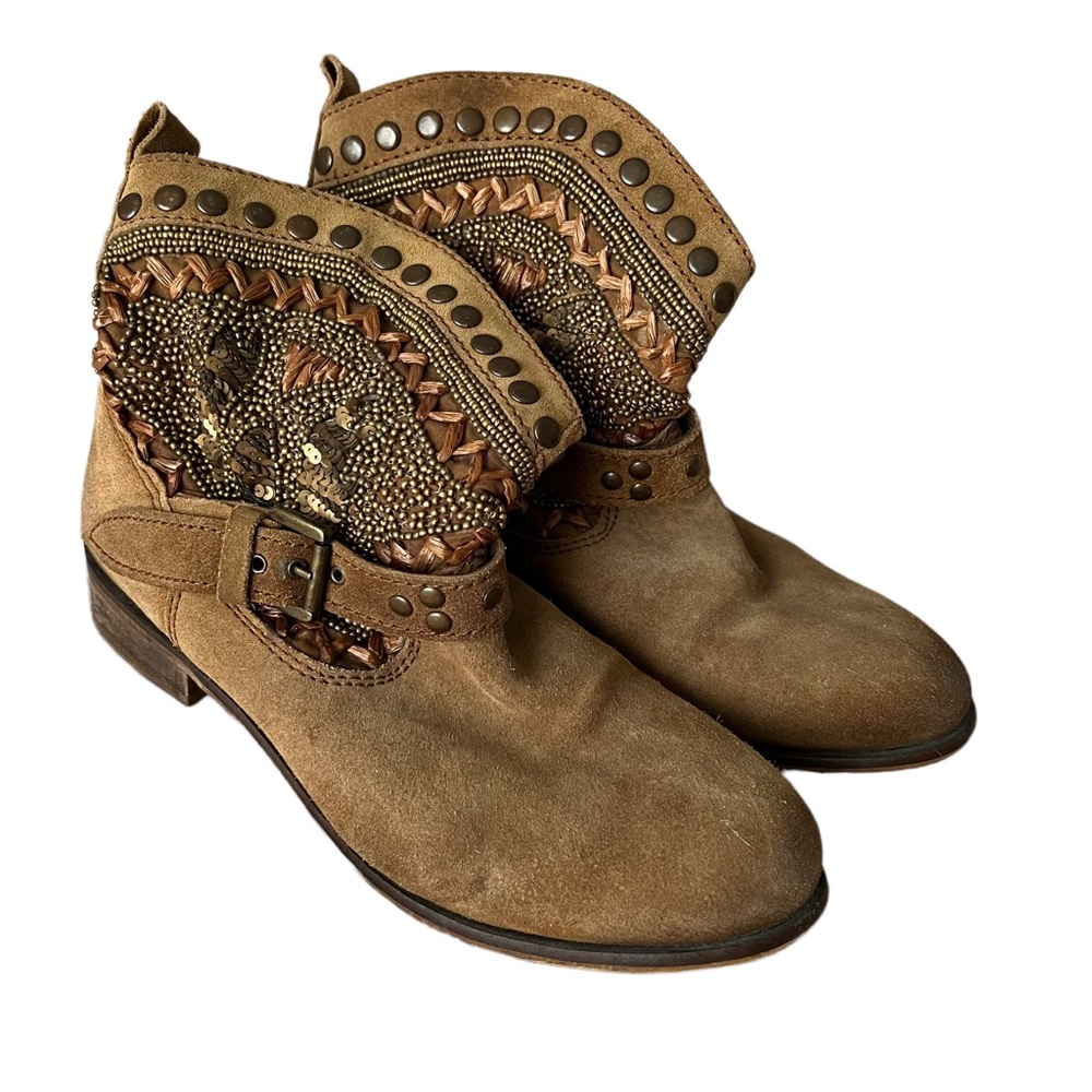 Naughty Monkey | Women’s Beaded Suede Leather Western Bootie - Picture 5 of 9